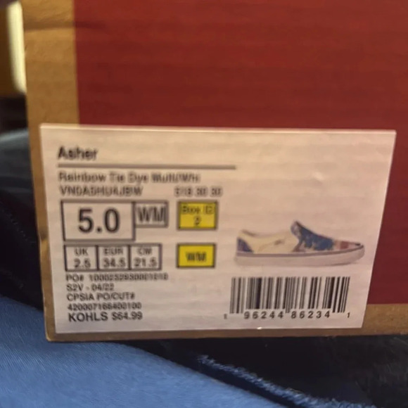 Vans Asher Rainbow Tie Dye Canvas Slip On Skate Shoes NWB - Picture 9 of 9